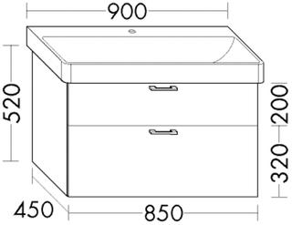 Burgbad Waschtischunterschrank Diago 85x52x45cm, Sand Matt