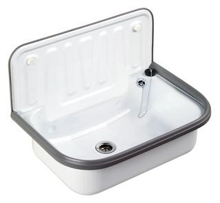HS Stahl-Ausgussbecken Stella Pro 49,5x37x34cm, m Ü, o. Hahnl., we. email.