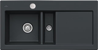 V&B Flächenbündige Spüle Subway 60 Flat li, m Abl.garn, Exzenter, pure black