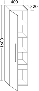 FORMAT Design Hochschrank HSDJ040 R 400x1600x320mm, 1 T. re, basaltgrau matt