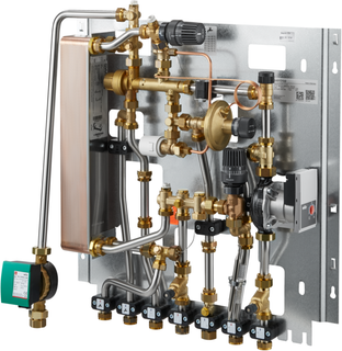 Oventrop Wohnungsstation Regudis W-HTF Cu-gel, gem. HK/ZL, LB 3, max 17 l/m.