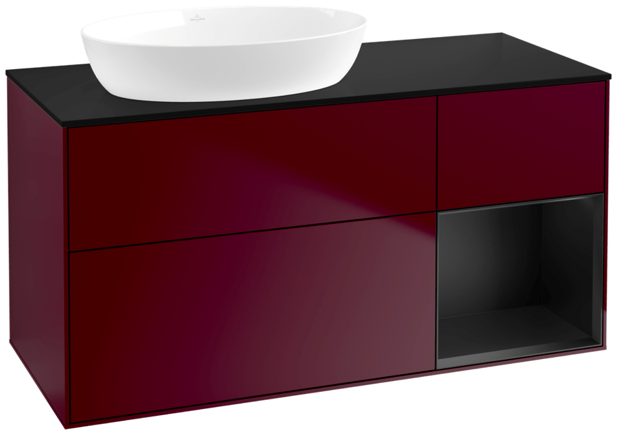 Artikelbild 1 des Artikels „V&B Waschtisch-Unterschrank Finion 120cm, Pl bla m, Reg bla m Lac, Peo m Regal Black matt lacquer | peony matt lacquer“