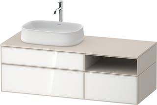 Duravit Waschtisch-Unterschrank Zencha 130x55cm, B L, Gl. w/taup matt, Nussb li