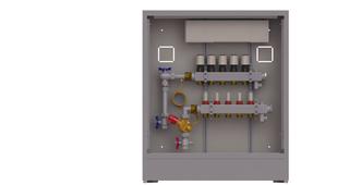 Danfoss Wohnungsstation UnoFloor Comfort 6 HK, Mont li, UP, mit Tür und Rahmen