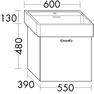 Burgbad Waschtischunterschrank Diago 55x48x39cm, Weiß Ultramatt, 1 Auszug