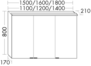 BB Spiegelschrank (SPMX140) rc40System, 170x1400x800, Melamin