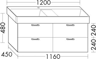 Burgbad Waschtischunterschrank Diago 116x48x45cm, 2 SL/2 Ausz., li-grau ma