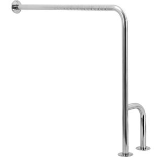 ASW Boden-Wand-Stützgriff 850 x 760 mm, Ø 32 mm, Edelstahl poliert, seitliches Stützrohr