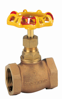 HS Rot-Gelb Muffen-Durchgangsventil 4R 1/2", I/I, m Rad, PTFE, schw. Ausf, RG