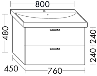 FORMAT Design WT-Unterschrank WVPY076 760x480x450mm, 1 Lade/1 Ausz., we hgl