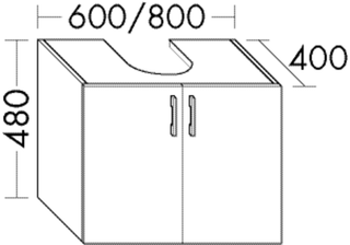 Burgbad Waschtischunterschrank sys30 60x48x40cm, Echo, 2 Türen