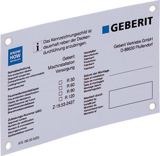 Geberit Kennzeichnungsschild für Versorgungssysteme