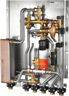 Oventrop Wohnungsstation Regudis W-HTU nickelgel., o KW-Abgang, max. 15 l/min