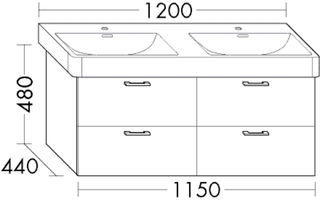 Burgbad Waschtischunterschrank sys30 115x48x44cm, San, 2 Schubladen/2 Auszüge