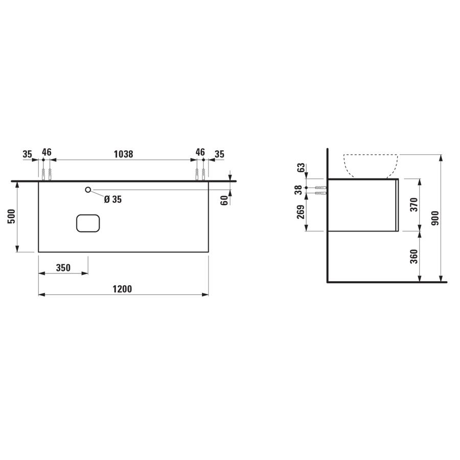 Artikelbild 2 des Artikels „Laufen Schubladenelement ILBAGNOALESSI AS L, m SP, B 1200xH 370xT 500cm, SC “