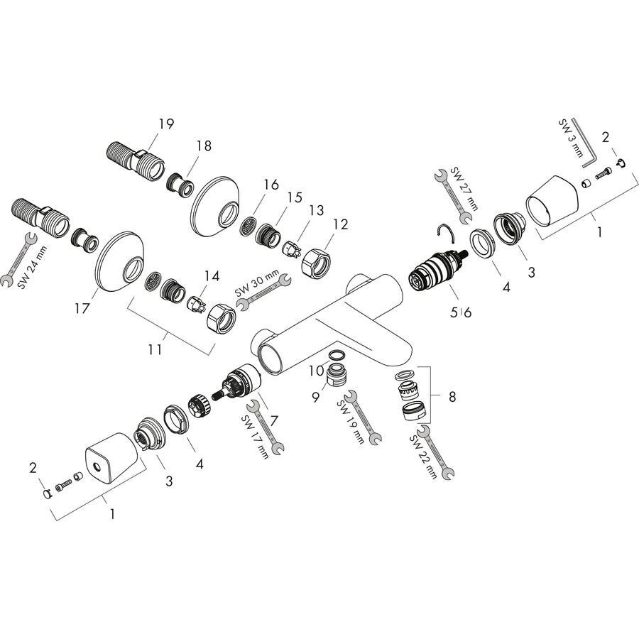 Artikelbild 4 des Artikels „hansgrohe Wannen-THM Ecostat universal 284x82mm, AP, 2 Verbr., Ausl. 194mm, chr chrom“