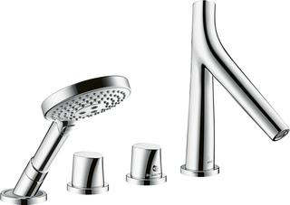 hansgrohe Fertigset Axor Starck Organic 4-L-BW-Rand-Arm., mit Thermostat, chrom