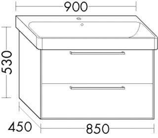 Burgbad Osera Waschtisch-Unterschrank 85x45x53cm, 1 Lade/1 Ausz., Weiß matt L2
