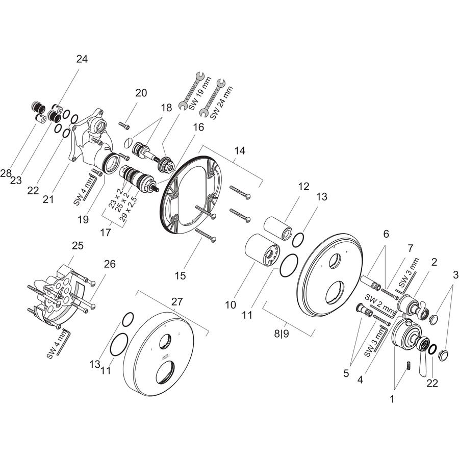 Artikelbild 8 des Artikels „hansgrohe Fertigmontageset Axor Montreux UP-THM, m Ab- + Umstellvent., Hebel, chr chrom“