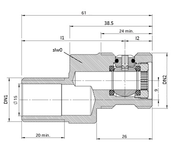 Artikelbild 2 des Artikels „AIPS S-Anschluss Ballofix B3887 Tiefe G3/8xG1/2, Messing, verchromt G3/8 x G1/2“
