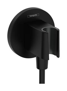 hansgrohe Wandanschluss Fixfit S rund, mit Brausehalter, matt-schwarz