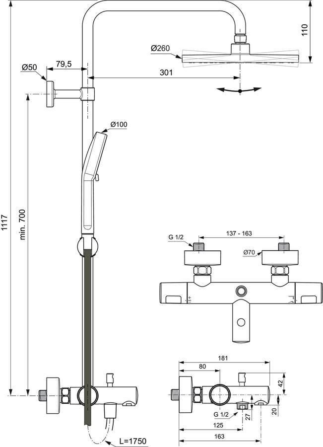 Artikelbild 7 des Artikels „IS Duschsystem Ceratherm T 25 m Bade-THM, 2-Funktionen HB, KB rd, ch chrom“