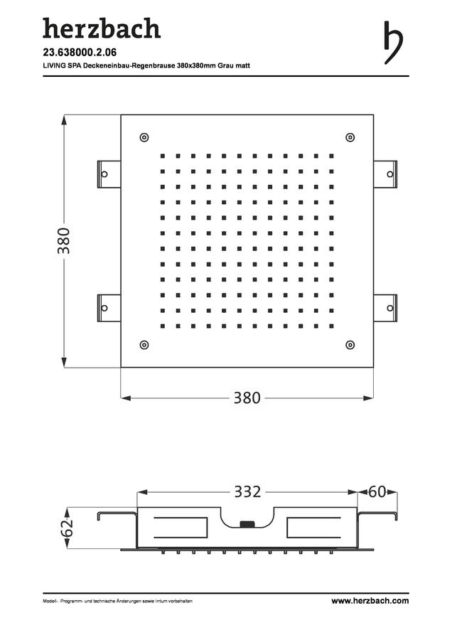 Artikelbild 2 des Artikels „Herzbach Regenbrause Living Spa 380mm, gr matt, Deckeneinbau, 1-strahlig 380 mm | grau matt“