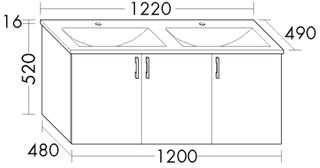 Burgbad Mineralguss-Waschtisch-Set sys30 122 x 53,6 x 49 cm, Waschtisch Eqio