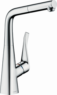 hansgrohe SPT-EHM 320 Metris M71 EcoSm. mit Ausziehauslauf, 1jet, sBox, chrom