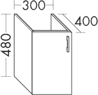 Burgbad Unterschrank Diago 30x48x40cm, links, Weiß Hochglanz, 1 Tür