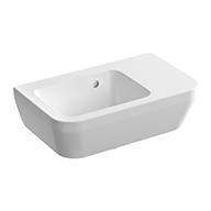 VitrA Bad Handwaschbecken Integra asymmetrisch 37 x 22 cm, Becken links, Hahnlochbank rechts, Überlauf