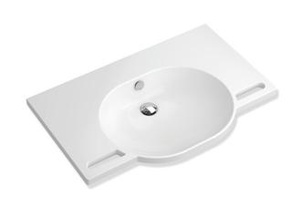 HEWI Mineralguss-Waschtisch 950 85x55cm, o. Hahnloch, mit Überlauf, weiß