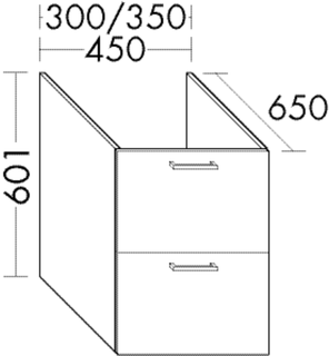 Burgbad Unterschrank sys30 45x60,1x65cm, Echo, 2 Auszüge
