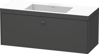 Duravit Waschtischunterschrankset Brioso 120x48cm, Graphit matt, ohne Hahnloch