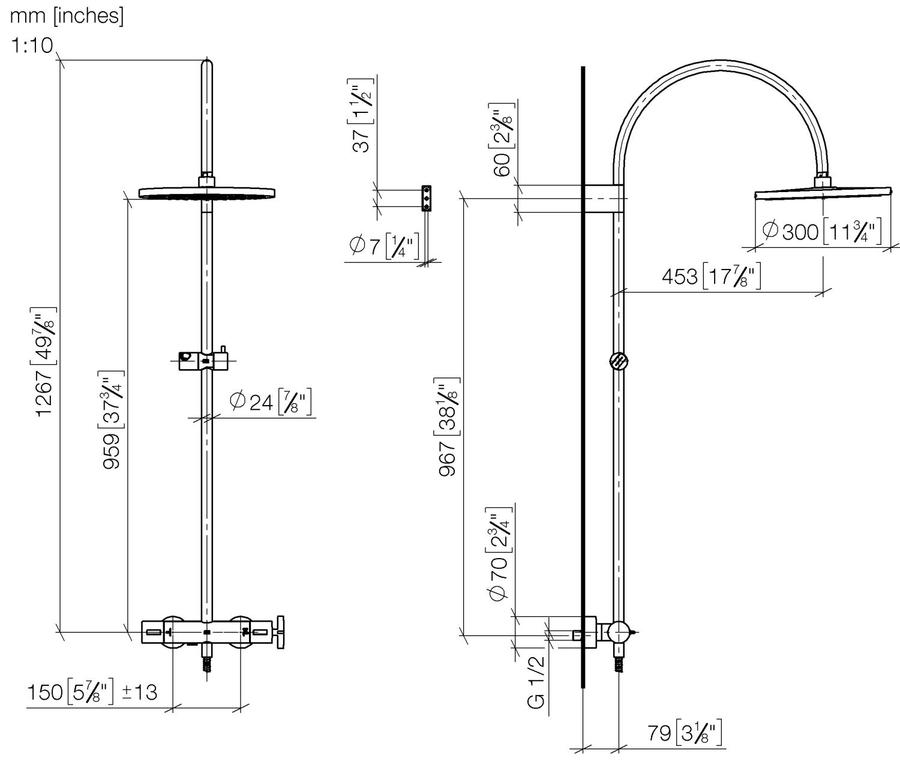 Artikelbild 2 des Artikels „Dornbracht Duschgarnitur VAIA Showerpipe Stichmaß 150mm, Ausladung 452mm, chrom chrom“