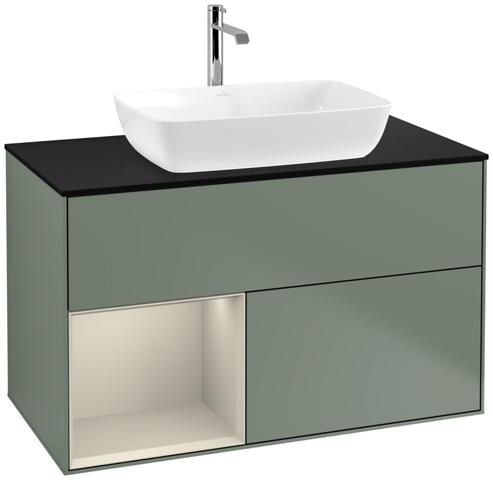 Artikelbild 1 des Artikels „V&B Waschtisch-Unterschrank Finion 100, Pl bla m, Reg sa m Lac, Oli. m Lac Regal sand matt lacquer | olive matt lacquer“