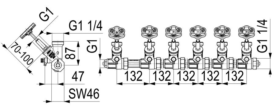 Artikelbild 2 des Artikels „Schlösser ATV-Verteiler 6-fach, DN 25, G 1x1 1/4, ohne Rinne 6-fach | DN 25, G 1 x 1 1/4“