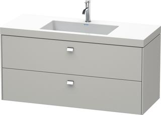 Duravit Waschtischunterschrankset Brioso 120x48cm, chr/Beton matt, 1 Hahnloch