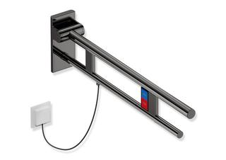 HEWI Stützklappgriff System 900 PVD Duo E-Spülausl., m T., L, 762mm, SW-chrom gl