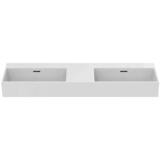 IS Doppel-Waschtisch Extra 121,5x45x15cm, o. Hahnl., m ÜL, weiß