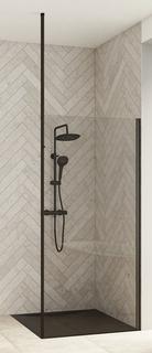 Kinedo Smart Design Solo 85 WALK IN Klarglas Profil Schwarz senkr. Strebe