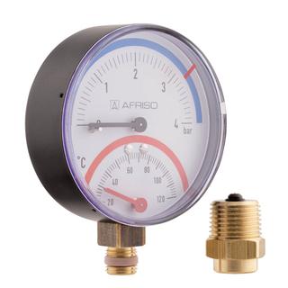 AFRISO Thermo-Manometer TM 80 20/120C 0/6bar 1/2 radial m. Ventil