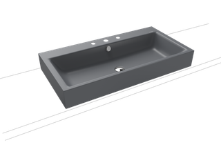 Kaldewei Aufsatz-Waschtisch PURO 3158 90x46cm, 3 Hahnl., sw, P-E, cool grey70