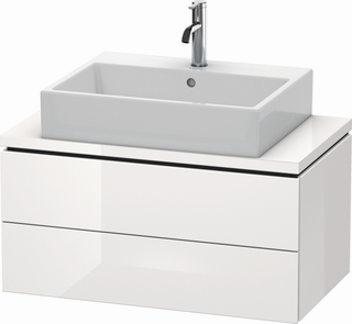 DU WTU f.Console Comp.L-Cube 400x820x477 2 Schubkästen, Weiß HGL ES Ahorn
