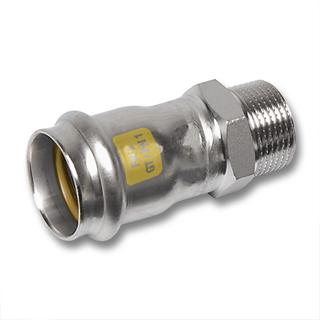 Sanha ÜG-Nippel NiroSan Press Gas 17243G 15mmx3/8", Innenpressende/AG
