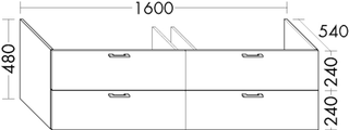 Burgbad Waschtischunterschrank sys30 160x48x54cm, Diago, 2 Schubladen/Auszüge