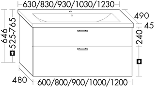 Burgbad Keramik-Waschtisch-Set sys30 103x64,6x49cm, San, 1 L/AZ, WT Eqio