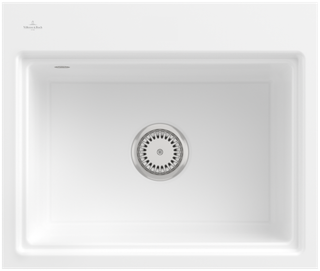 V&B bündige Spüle Subway Style 60 S Flat re, m Abl.garn, Hand., snow white