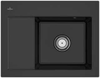 V&B Spüle Subway 45 Compact re, m Abl.garn, Hand., pure black