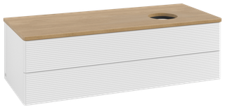 V&B WT-Unterschrank m F-Struktur Antao 120x36x50cm, WBP hon. Oa, glo wh. Lac